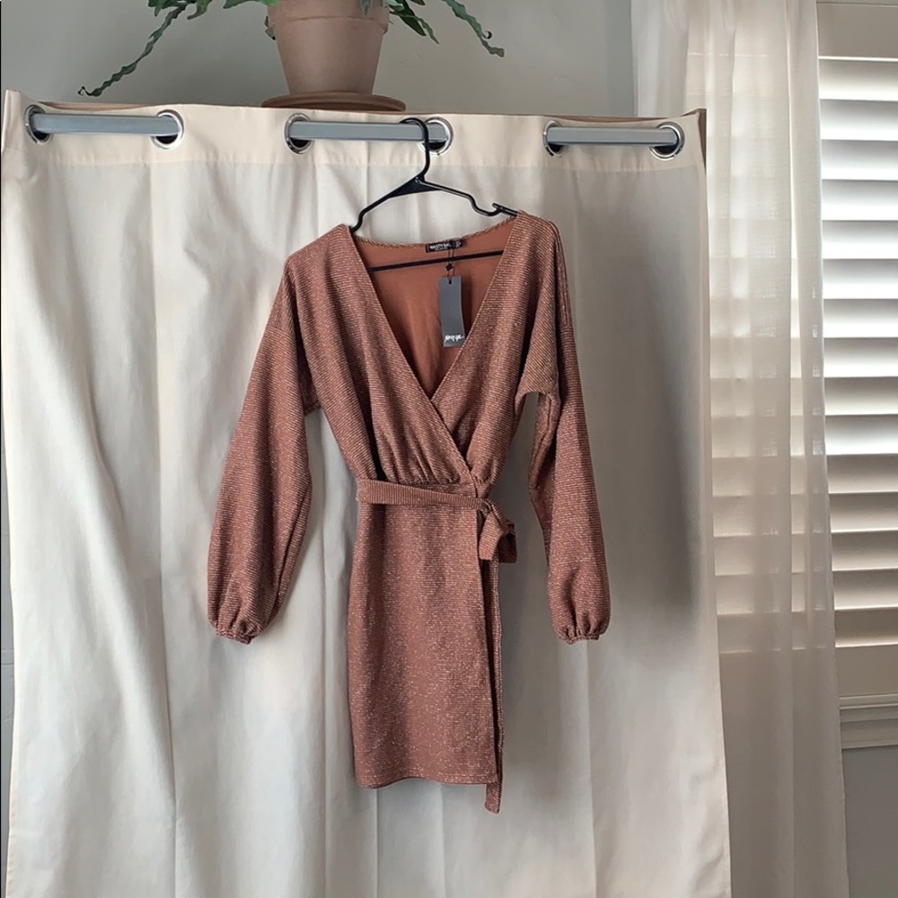 NWT NASTY GAL NYE GLITTER WRAP DRESS